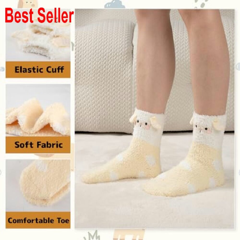 Cozy Winter Fuzzy Slipper Socks Soft Warm Fluffy Home Sleep Wear - Picture 5 of 8